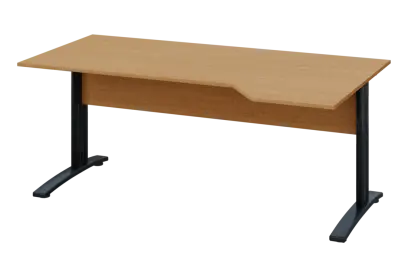 EZK 28 - 184 stůl kancelářský, rohový, pravý, kovová podnož černá, deska 25 mm, široký 1800 mm, buk Royal